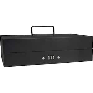 0.13 cu. ft. Steel Cash Box 4 Bill Holder and 6 Compartment Tray Safe with Combination Lock, Black