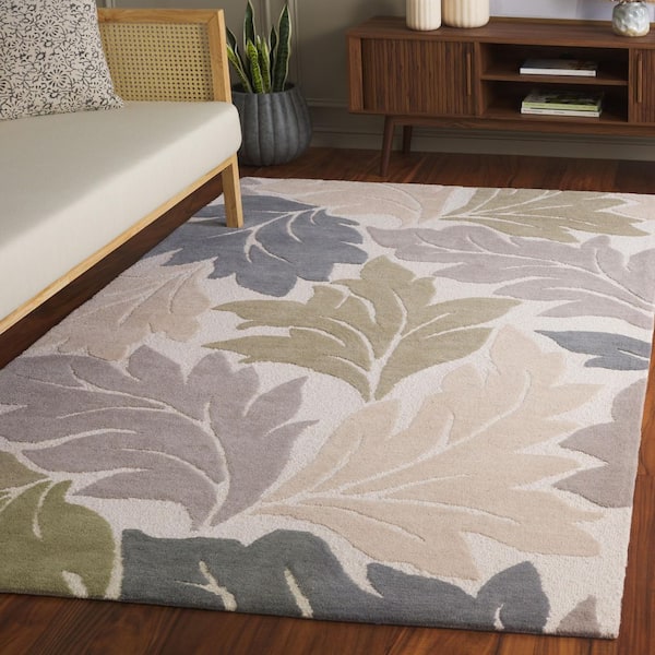 Jardin 9 ft. x 12 ft. Ivory/Gray Oversized Leaf Area Rug
