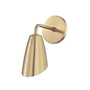 Kai 1-Light Aged Brass LED 10.25 in. H Wall Sconce