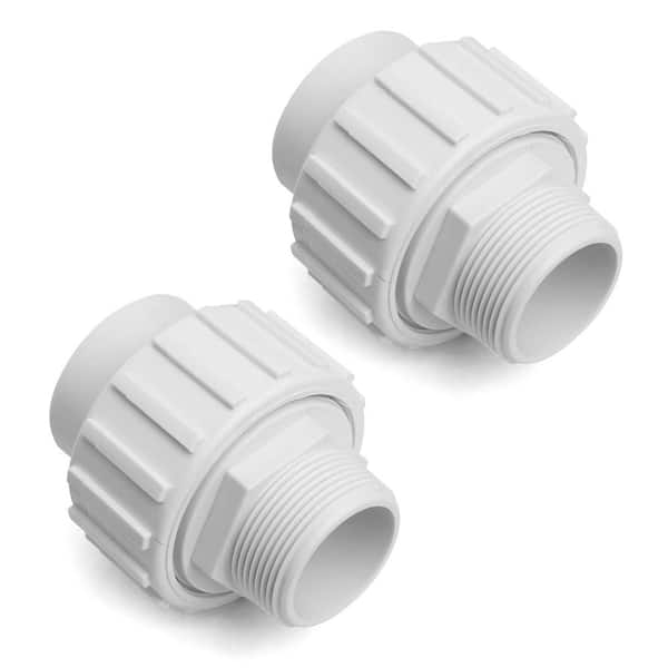 XtremepowerUS 1-1/2 in. PVC MPT x Slip Socket Flush Union Fitting for Pool Pump (2-Pack)