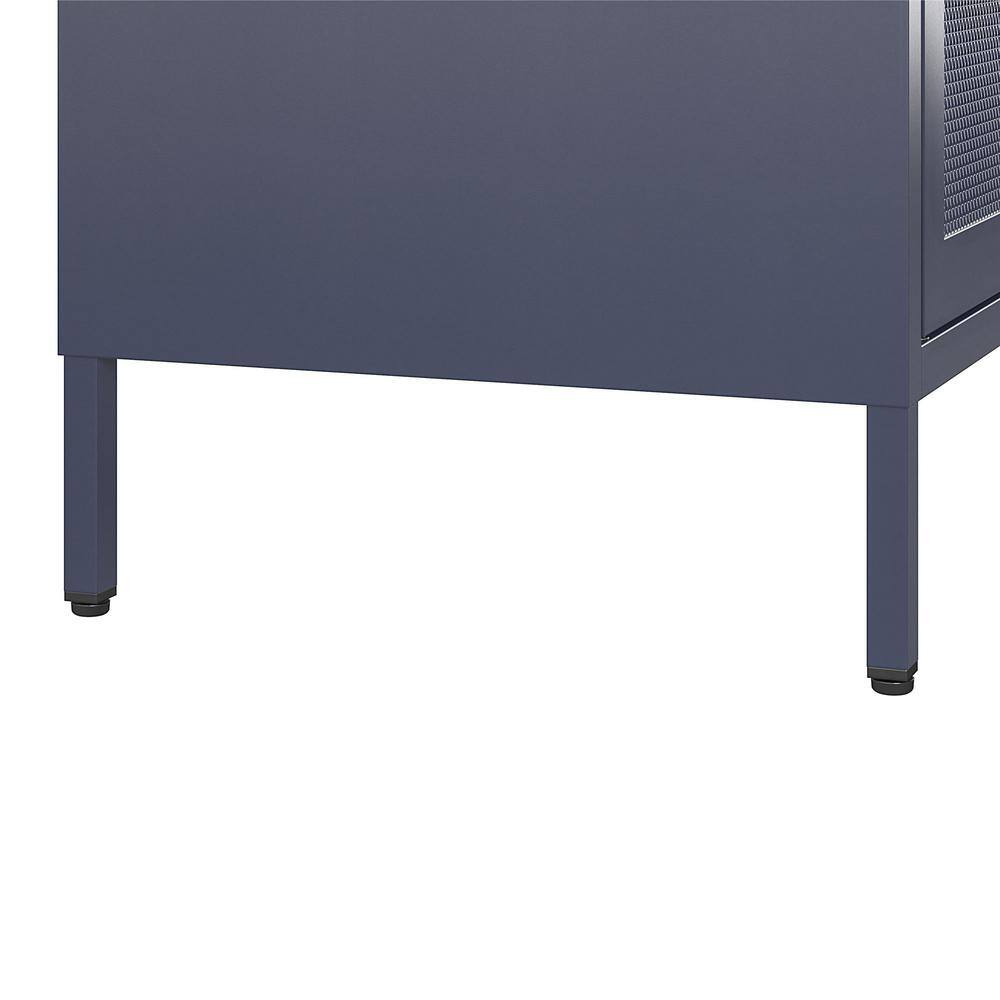 Navy Metal Mesh 2-Door Adjustable Shelving Accent Cabinet