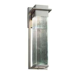 Fusion Pacific Brushed Nickel LED Outdoor Wall Lantern Sconce with Rain Shade