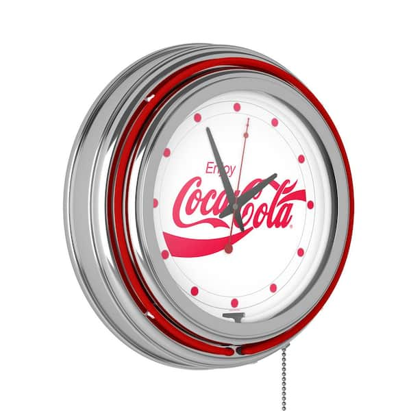 Trademark Global 14 in. Enjoy Coke White Neon Wall Clock coke-1400