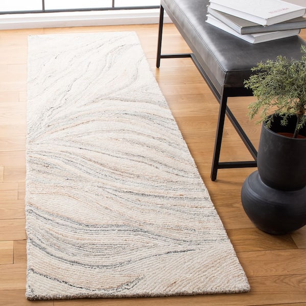 Metro 2 ft. x 10 ft. Ivory/Gray Arbor Swirl Runner Rug