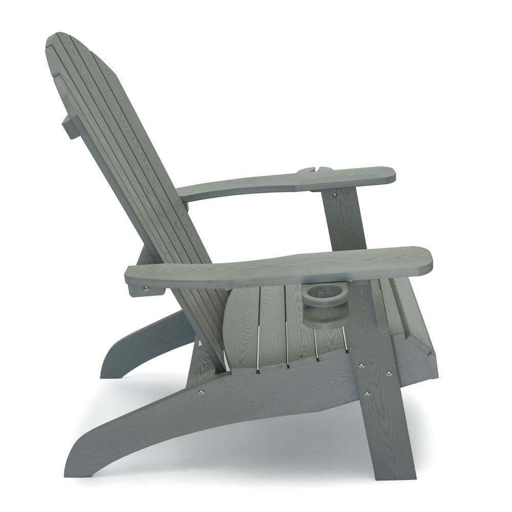 Gray All-Weather Recycled Plastic Adirondack Chair Set with Arms