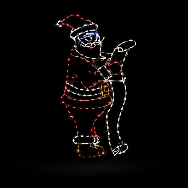 HOLIDYNAMICS HOLIDAY LIGHTING SOLUTIONS 76 in. LED Santa with List Metal Framed Holiday Decor