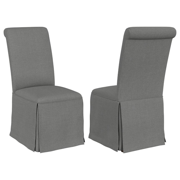 Shawna Light Grey Fabric Fully Skirted Parson Dining Side Chair Set of 2