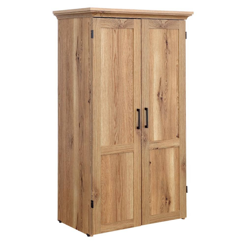 SAUDER 35 in. x 61 in. Timber Oak Craft Storage Armoire with Drop Leaf ...