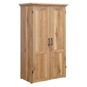 35 in. x 61 in. Timber Oak Craft Storage Armoire with Drop Leaf Work Surface