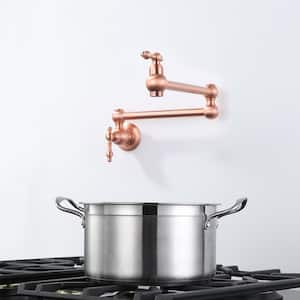 Wall Mounted Pot Filler with Double Handle in Copper