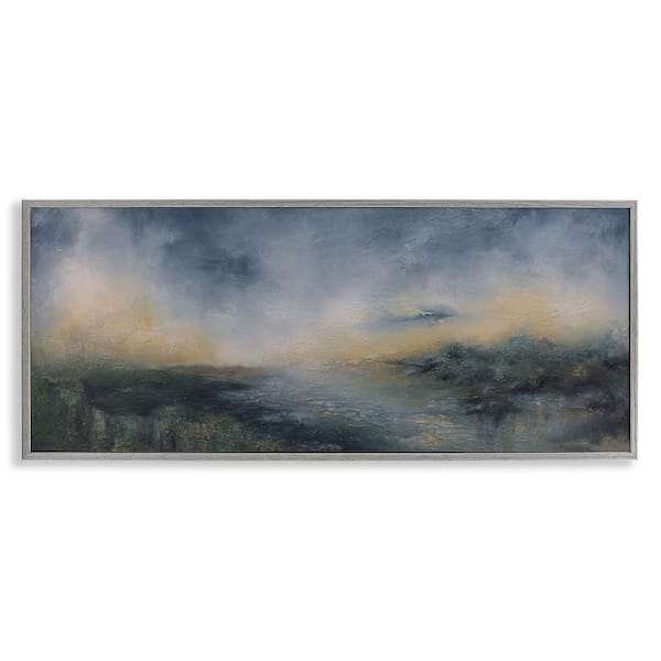 Stupell Industries Fame Islands Abstraction by Lydia Orange Gray Framed Abstract Giclee Art Print 10 in. x 24 in.