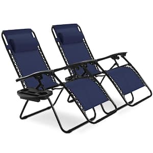 Zero Gravity Folding Outdoor Lounge Chair, 2-Piece, Navy