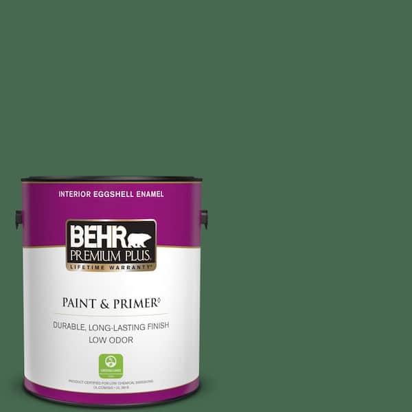 BEHR PREMIUM PLUS 1 gal. #M410-7 Perennial Green Eggshell Enamel Low Odor Interior Paint & Primer