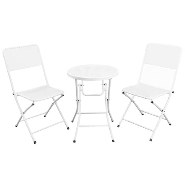 Unbranded 3-Piece Patio Bistro Set, Metal Folding Outdoor Patio Furniture Set with Folding Patio Round Table and Balcony Chairs