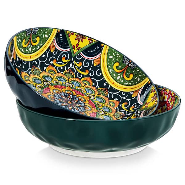 78 fl. oz. Green Porcelain Salad Bowl (Set of 2) Bohemian Pasta Bowls