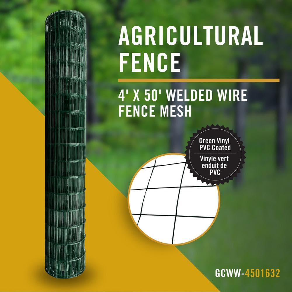 Green PVC Coated Welded Wire Fence Mesh 4' x 50'