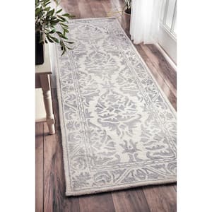 Krause Faded Floral Gray 2 ft. 6 in. x 12 ft. Indoor Runner Rug