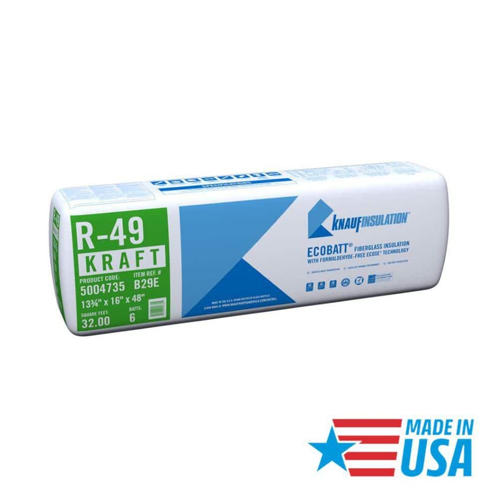 Knauf Insulation R-49 EcoBatt Kraft Faced Insulation Batt 16 in. x 48 in. x 13-3/4 in.