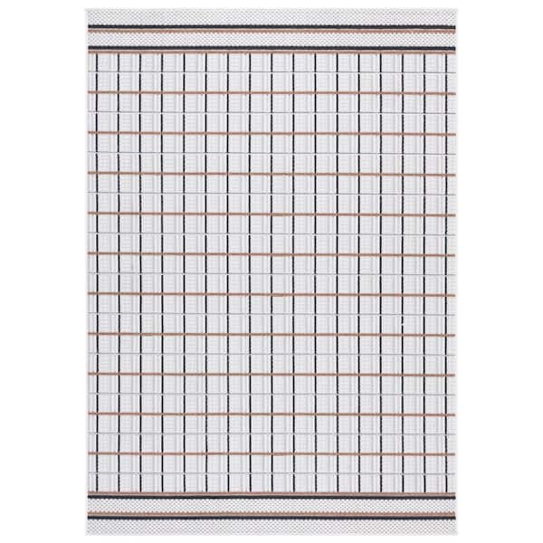 Veranda 4 ft. x 6 ft. Ivory/Beige Tile Border Area Rug