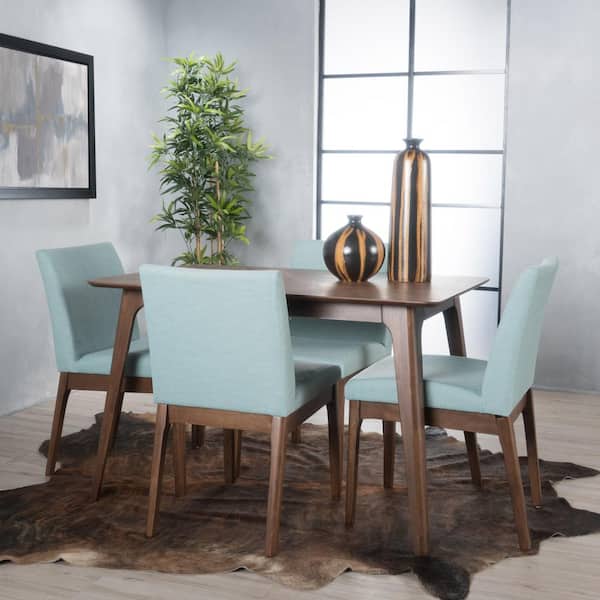 Noble House Kwame 5-Piece Mint Fabric Dining Set