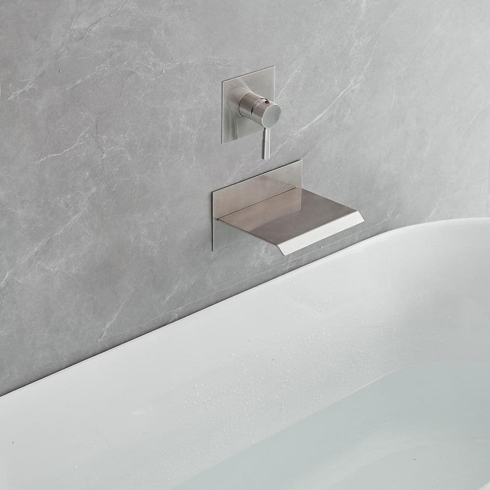 Brushed Nickel Wall-Mounted Single-Handle Bathroom Faucet