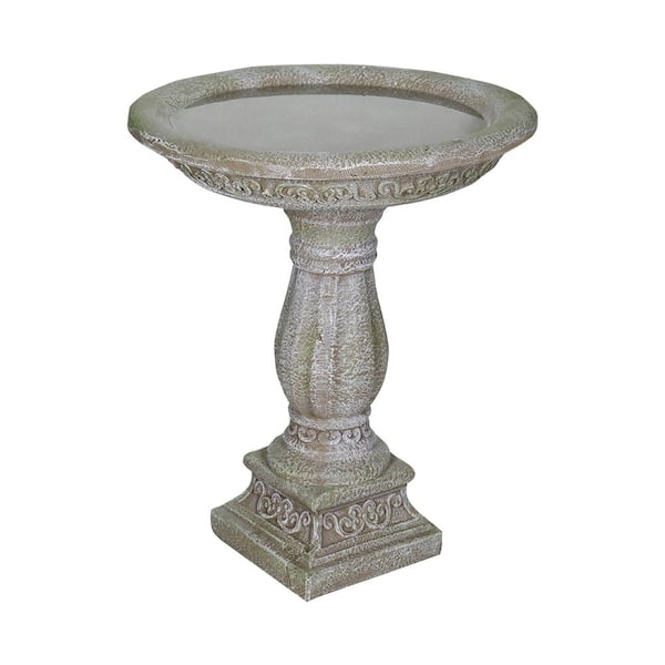 23.8 in. Cement Outdoor Bird Bath Fibre Reinforced Concrete Modern Birdbath with Pedestal for Garden, Patio, Yard, Lawn