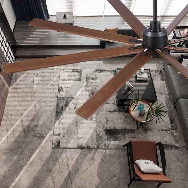 Avex 84 in. Black Standard Downrod Mount Ceiling Fan with Remote Control and Dimmable Integrated LED