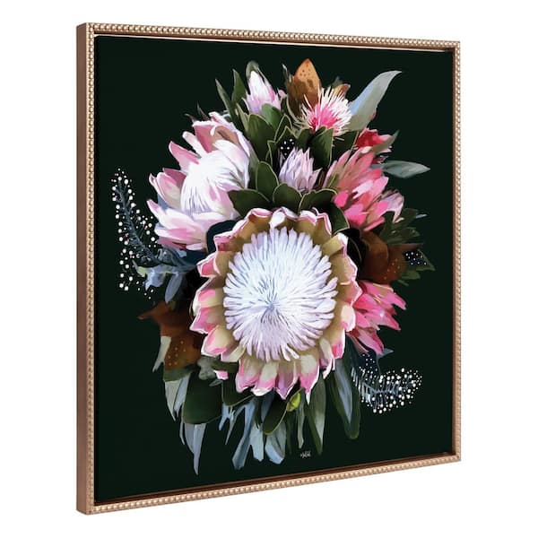 Kate and Laurel Modern Wild Floral Bouquet Framed Canvas Wall Art 1-Piece Gold Framed Canvas Art Print, 30 in. x 30 in.