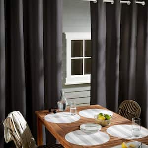 Cabana Black Solid Light Filtering Grommet Top Indoor/Outdoor Curtain Panel, 54 in. W x 96 in. L (Set of 2)