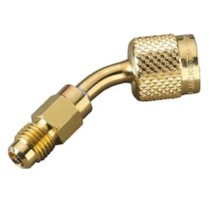 5/16 in. Female Quick Coupler x 1/4 in. Male Flare with Schrader Core 45 Degree R410A Refrigeration Fitting