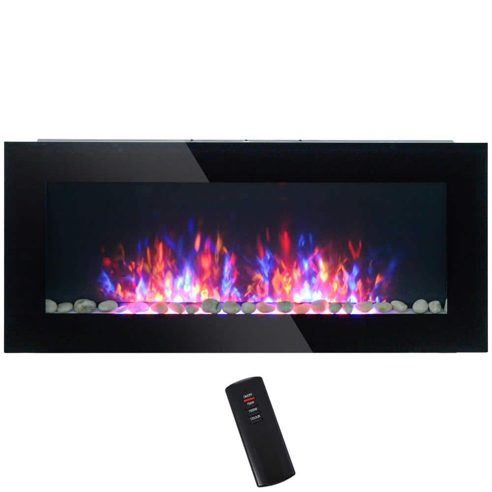 750W/1500W Black Infrared Electric Fireplace with Flame Effect, 7 Color Background Light, Wall Furnace & Remote Control price history on PriceWatchPro