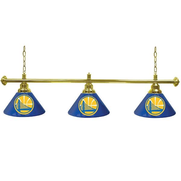 Trademark Golden State Warriors NBA 60 in. Three Shade Gold Hanging Billiard Lamp
