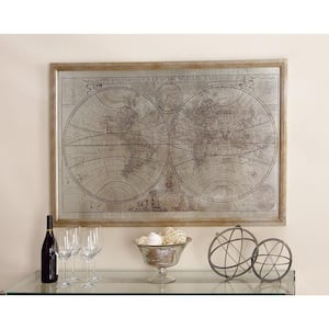 1- Panel World Map Framed Wall Art with Gold Frame 31 in. x 48 in.