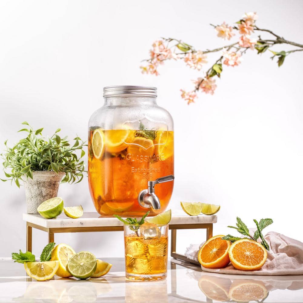 Yorkshire Clear Glass Drink Dispenser with Stainless Steel Spigot
