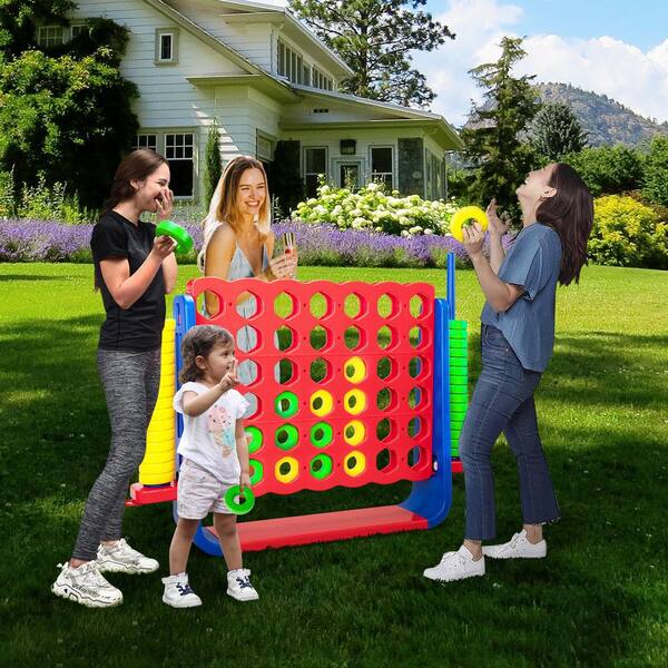 Game Set with 42 Jumbo Rings & Quick-Release Slider Perfect for Family Game 4 in A Row for Kids and Adults COSTWAY Jumbo 4-to-Score Giant Game Set with Storage Carrying Bag 