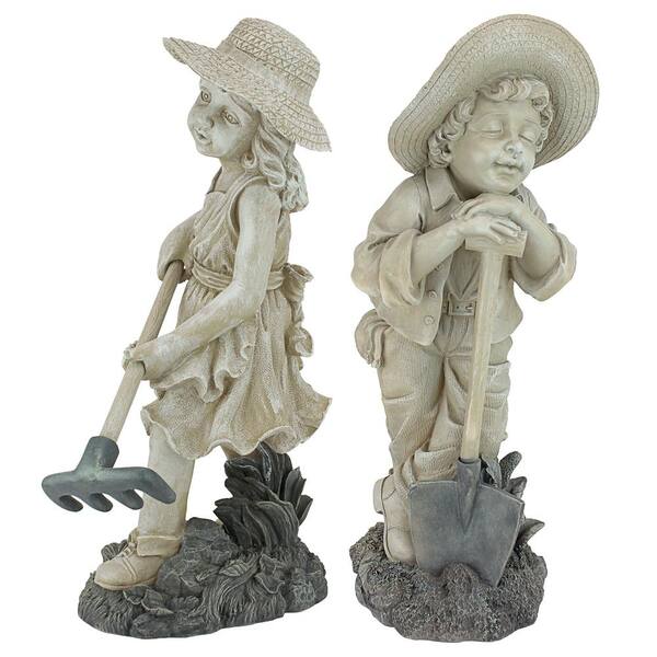 Design Toscano Young Gardeners Rebecca and Samuel Sculpture Set (2