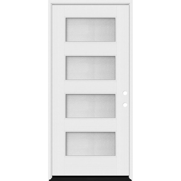 Palisade 36 in. x 80 in. 4L MicroGranite Impact Glass LHIS Unfinished Fiberglass Prehung Front Door with 4-9/16 Jamb