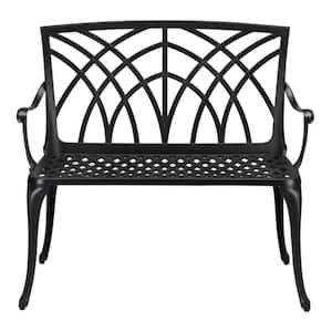 38 in. Outdoor Orchid Back Aluminum Bench Black