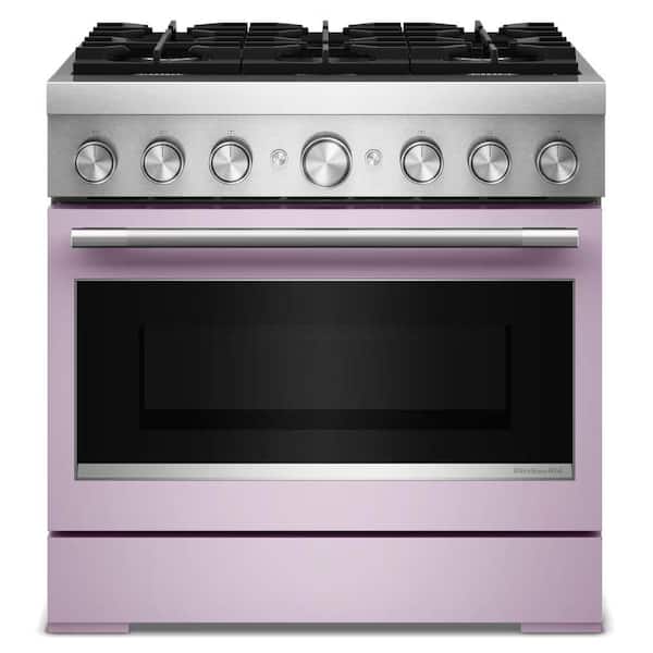 36 in. 6 Burners Freestanding Dual Fuel Range in Wildflower with No Preheat Air Fry Mode