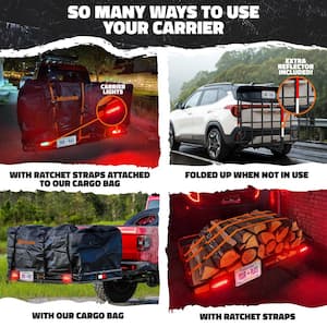 72-in. x 36-in. x 6-in. Trailer Hitch Cargo Carrier with Rear Lights, License Plate Holder and Hitch Carrier Accessories