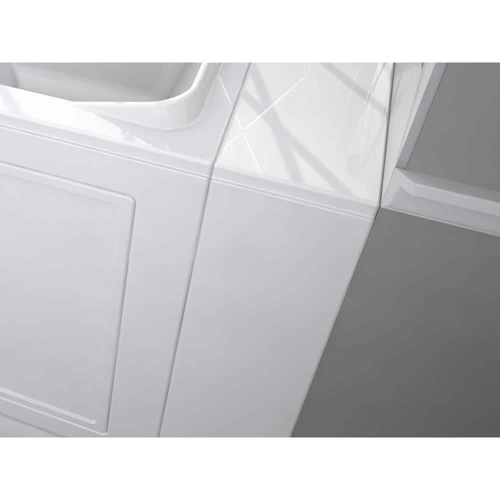 White Fiberglass Walk-In Soaking Bathtub with Faucet