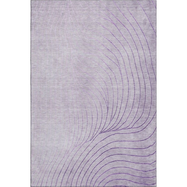 Mayfield Premium Machine Washable Abstract AMF2107 Lavender 3 ft. x 5 ft. Area Rug