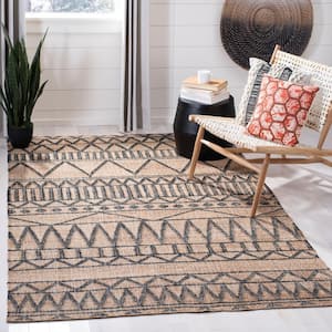 Kilim Natural/Charcoal Doormat 2 ft. x 3 ft. Geometric Striped Area Rug