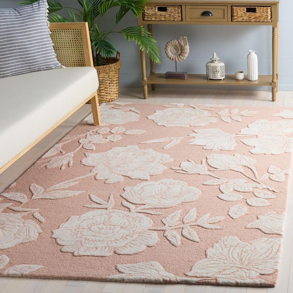 Glamour 6 ft. x 9 ft. Light Pink/Ivory Floral Garden Area Rug
