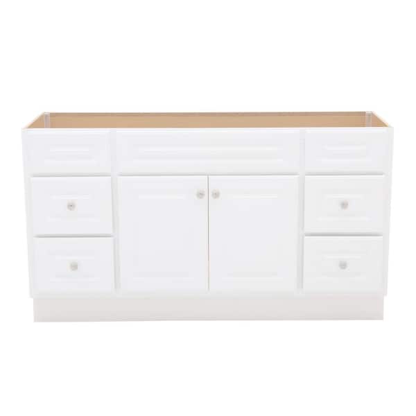 Glacier Bay Hampton 60 in. W x 21 in. D x 33.5 in. H Bath Vanity Cabinet without Top in White