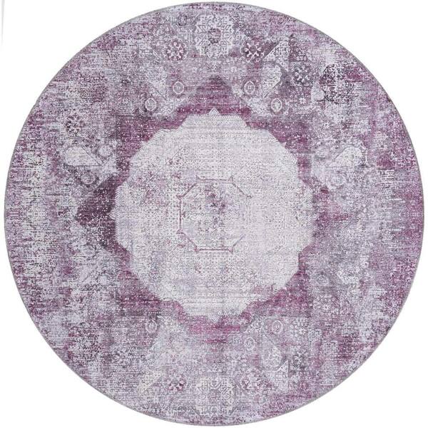 Unique Loom Yara Nayer Pink Ivory 6 ft. 1 in. x 6 ft. 1 in. Area Rug