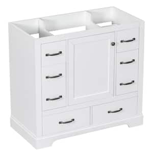 35.50 in. W x 17.90 in. D x 33.00 in. H Bath Vanity Cabinet without Top in White, Cabinet Base Only, 6-Drawers