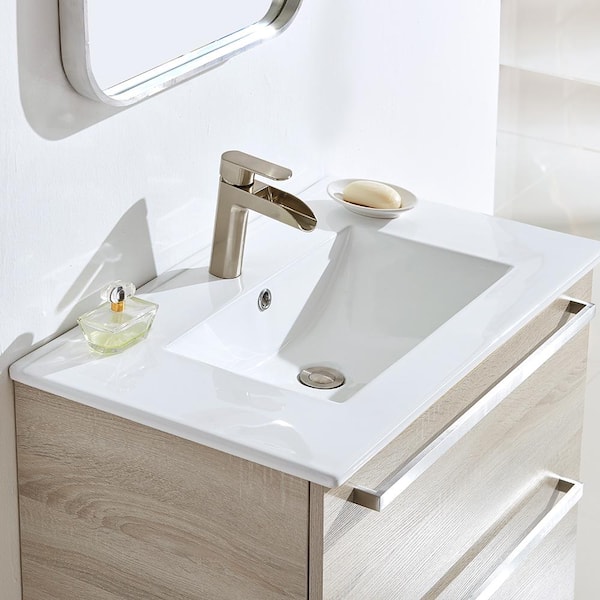 20 Gray Floating Small Corner Bathroom Vanity with Ceramics Single Vessel  Sink