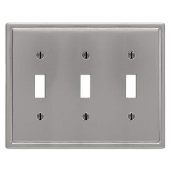 AMERELLE Moderne 3 Gang Toggle Steel Wall Plate - Brushed Nickel