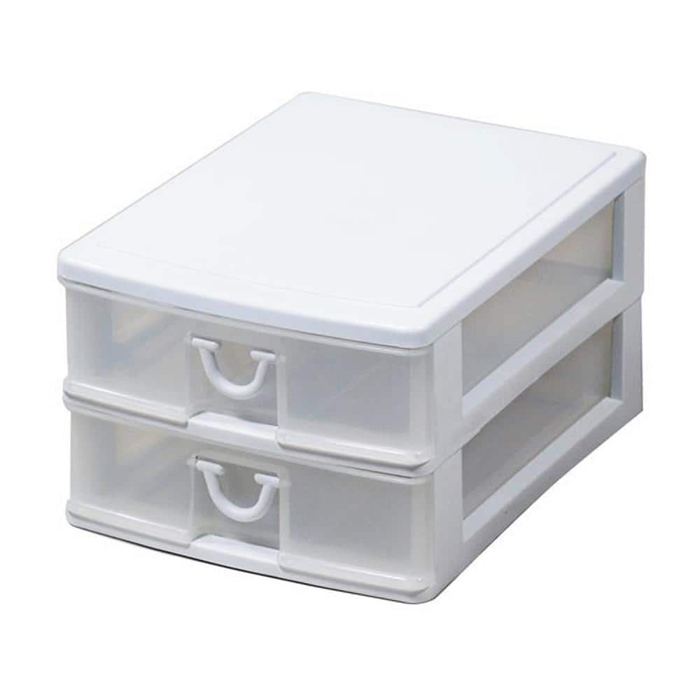 Gracious Living Clear Mini 3 Drawer Desk and Office Organizer with Top  Storage for Storing Cosmetics, Arts, Crafts, and Stationery Items, White